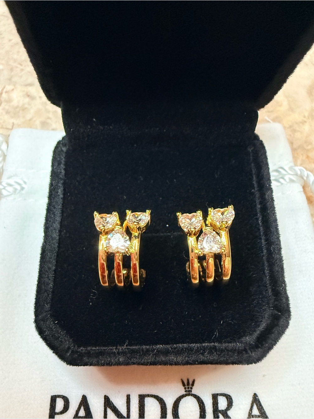 Pandora Triple Heart Hoop Earrings